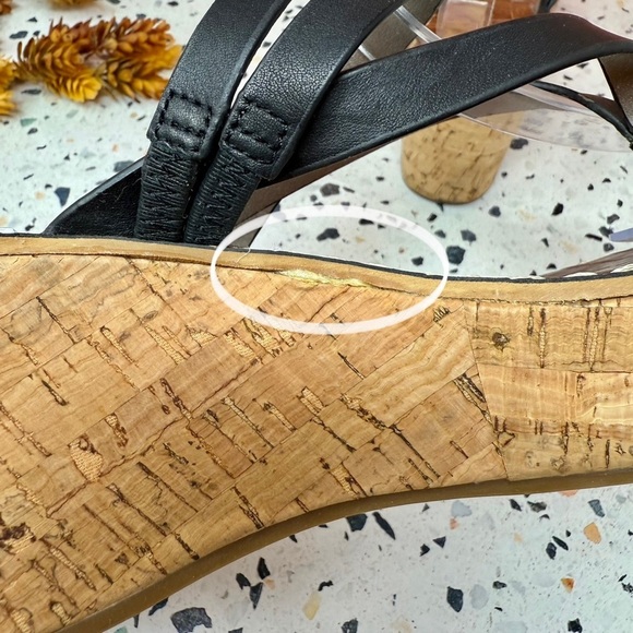 Sam Edelman Rasha Black Strappy Women’s Wedge Cork Women’s Sandals Sz 8 - Picture 5 of 10